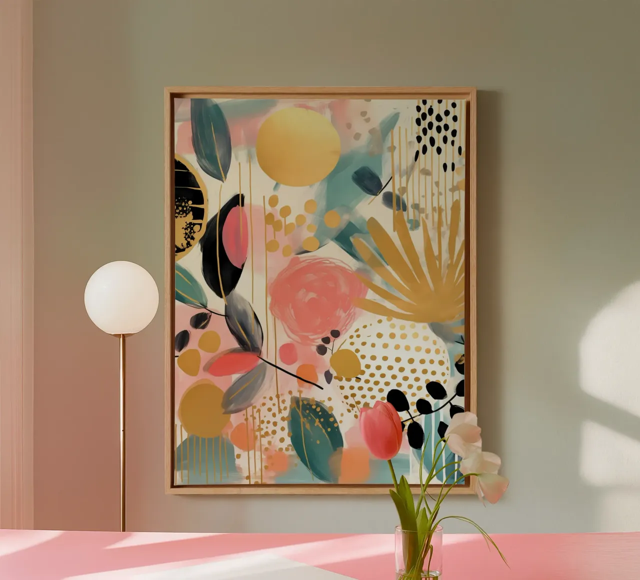 Boho abstract 11a canvas met Baklijst van Yaso Design Boho & Botanic