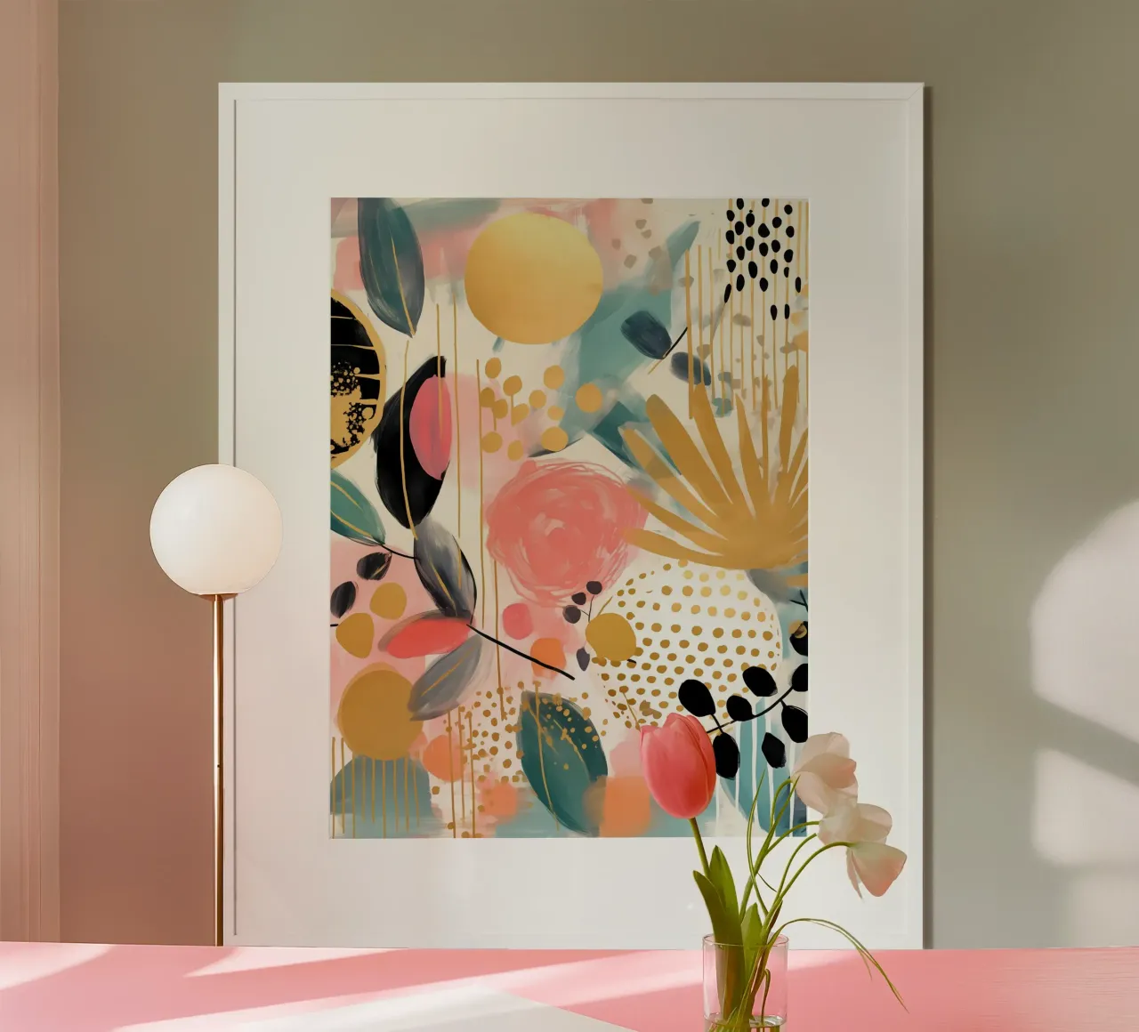 Boho Astratto 11a poster con telaio in legno da Yaso Design Boho & Botanic