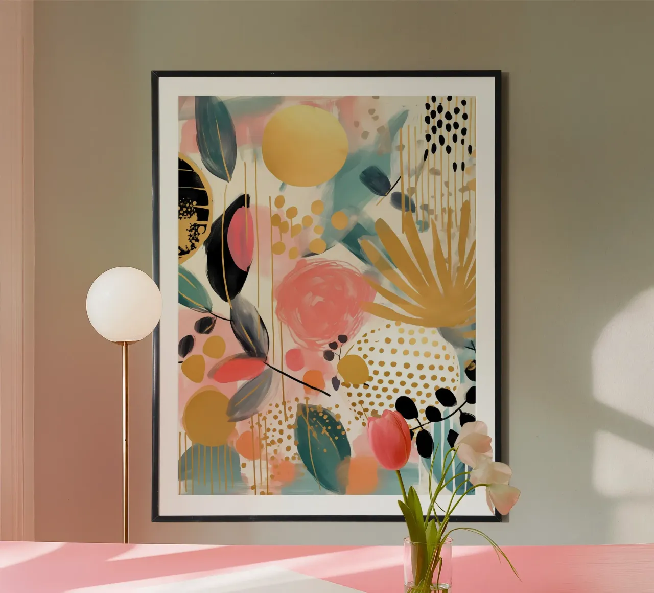 Boho Astratto 11a poster con telaio in legno da Yaso Design Boho & Botanic