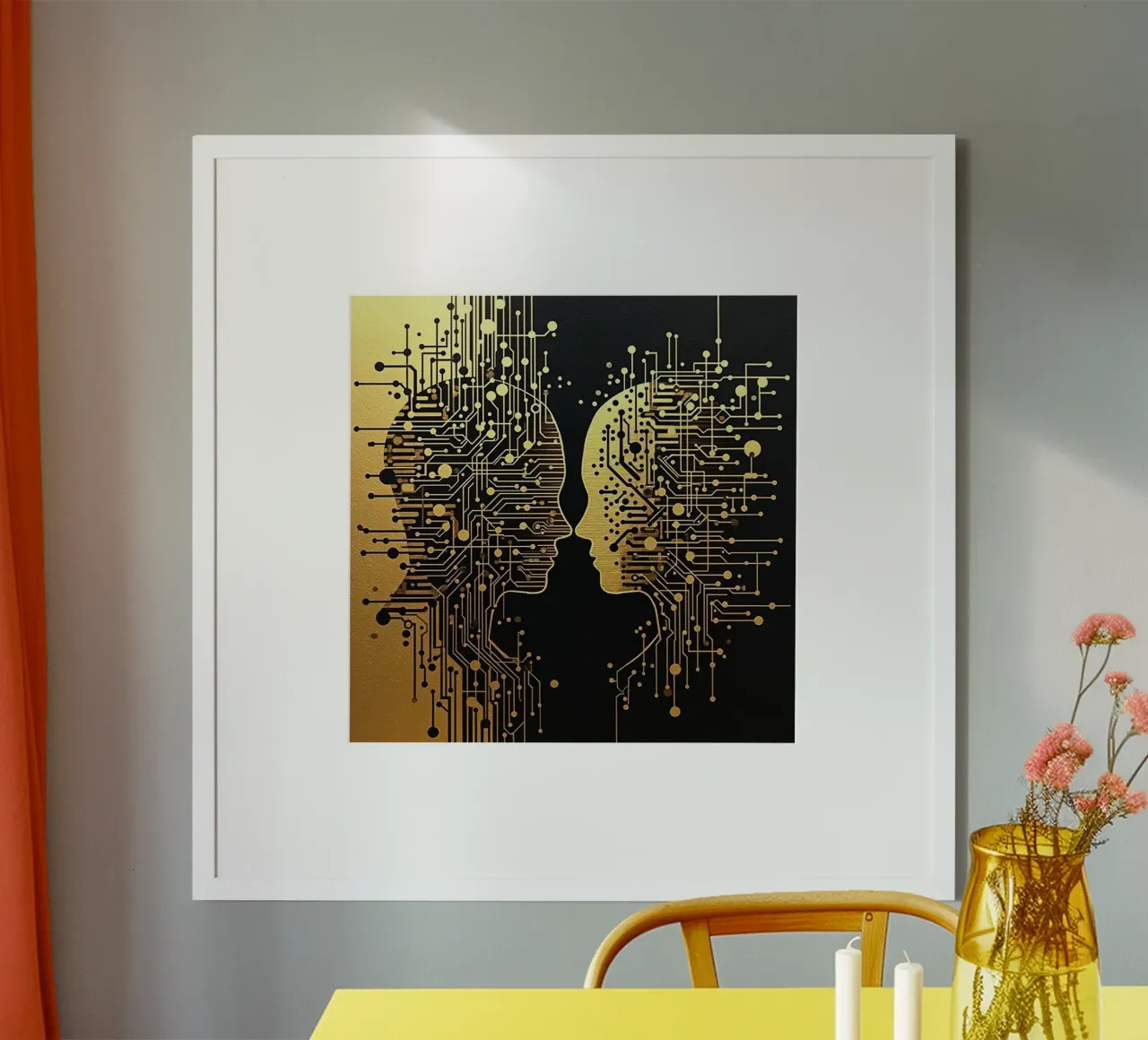 Immagine_specchio_oro_4 poster con telaio in alluminio da AI-Portraits by LK
