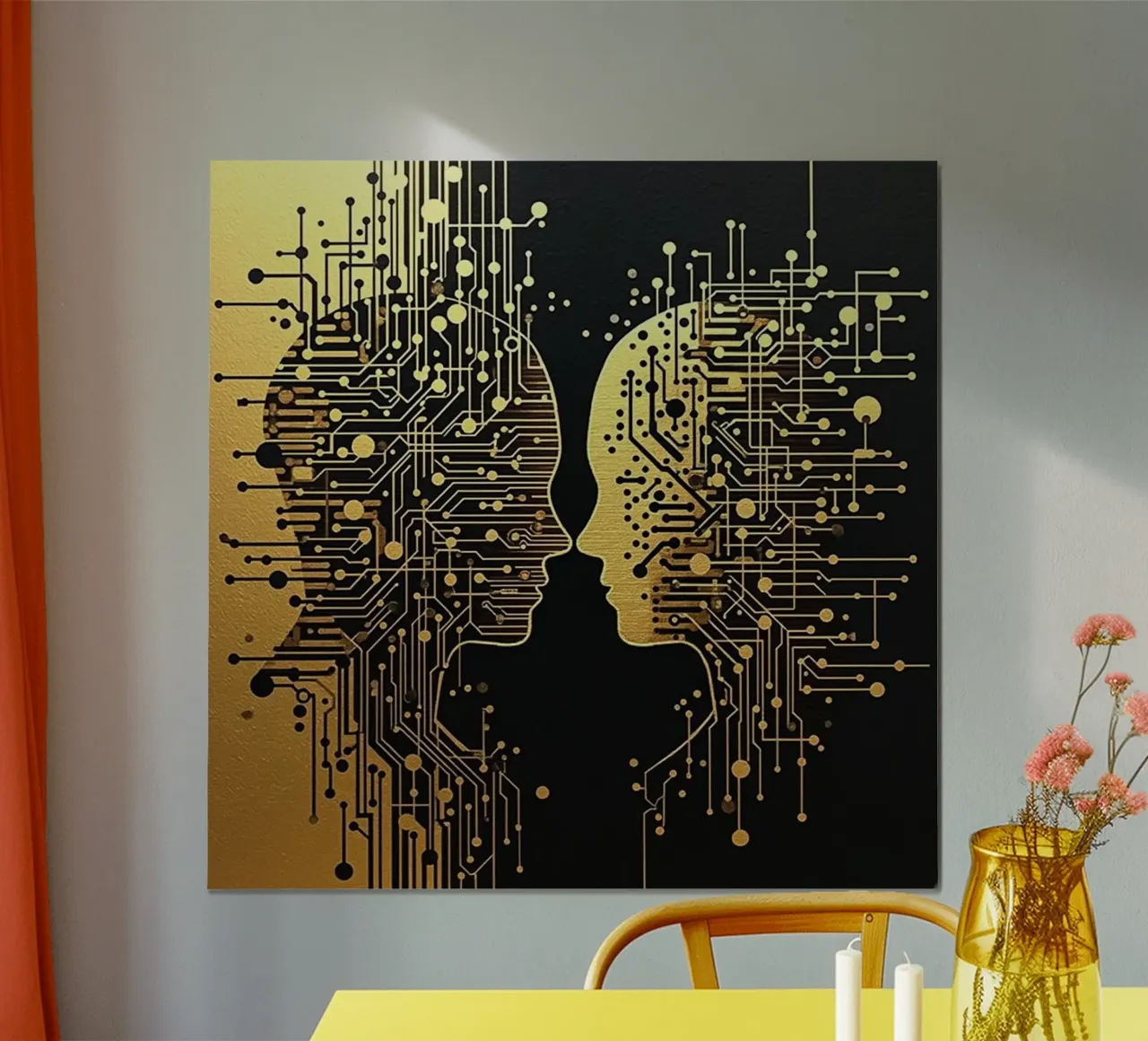 Immagine_specchio_oro_4 poster con telaio in alluminio da AI-Portraits by LK