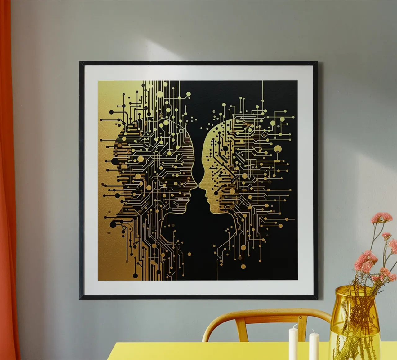 Immagine_specchio_oro_4 poster con telaio in alluminio da AI-Portraits by LK