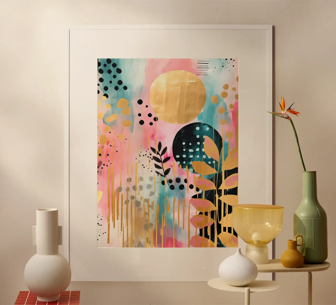 Boho Abstracto 15a poster con marco de aluminio de Yaso Design Boho & Botanic