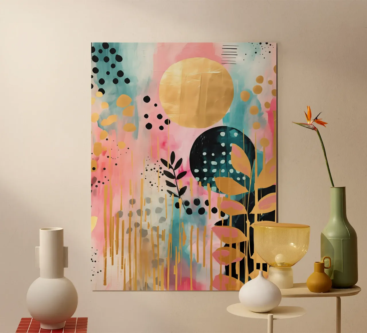 Boho Abstracto 15a poster con marco de aluminio de Yaso Design Boho & Botanic