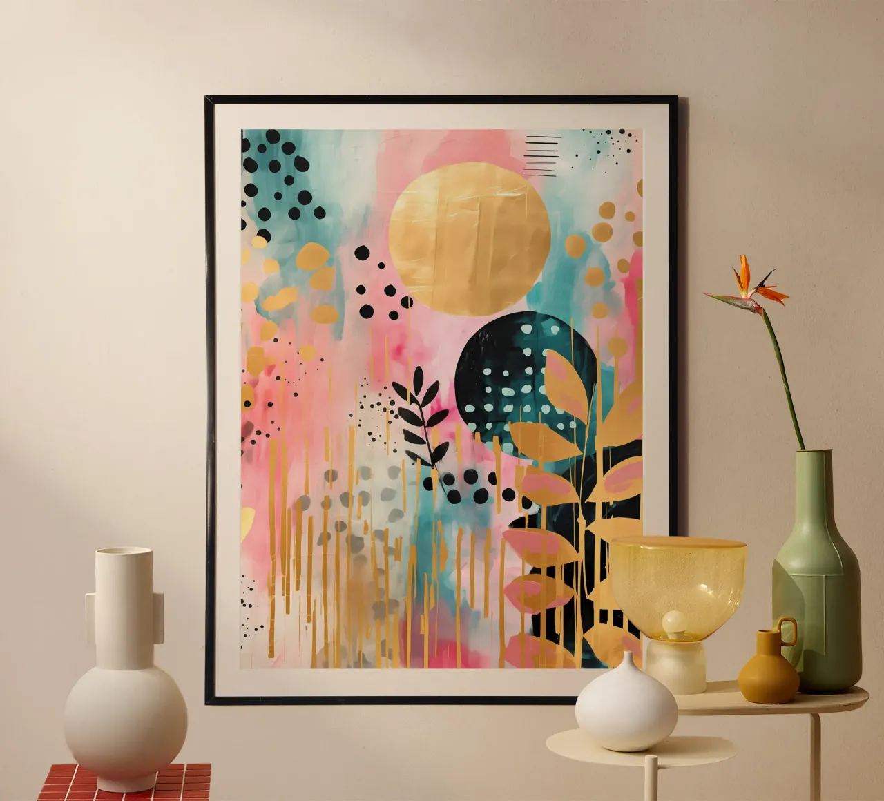 Boho Abstracto 15a poster con marco de aluminio de Yaso Design Boho & Botanic
