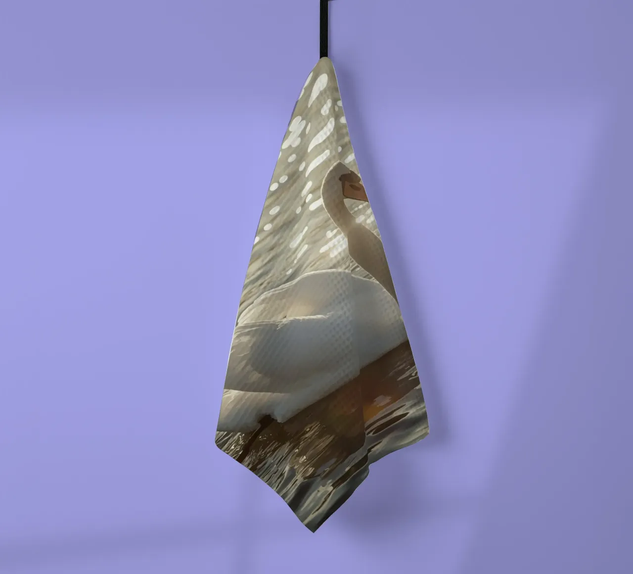 Cigno bianco sull'acqua con riflessi di luce solare canovaccio da cucina da DesignDoodle