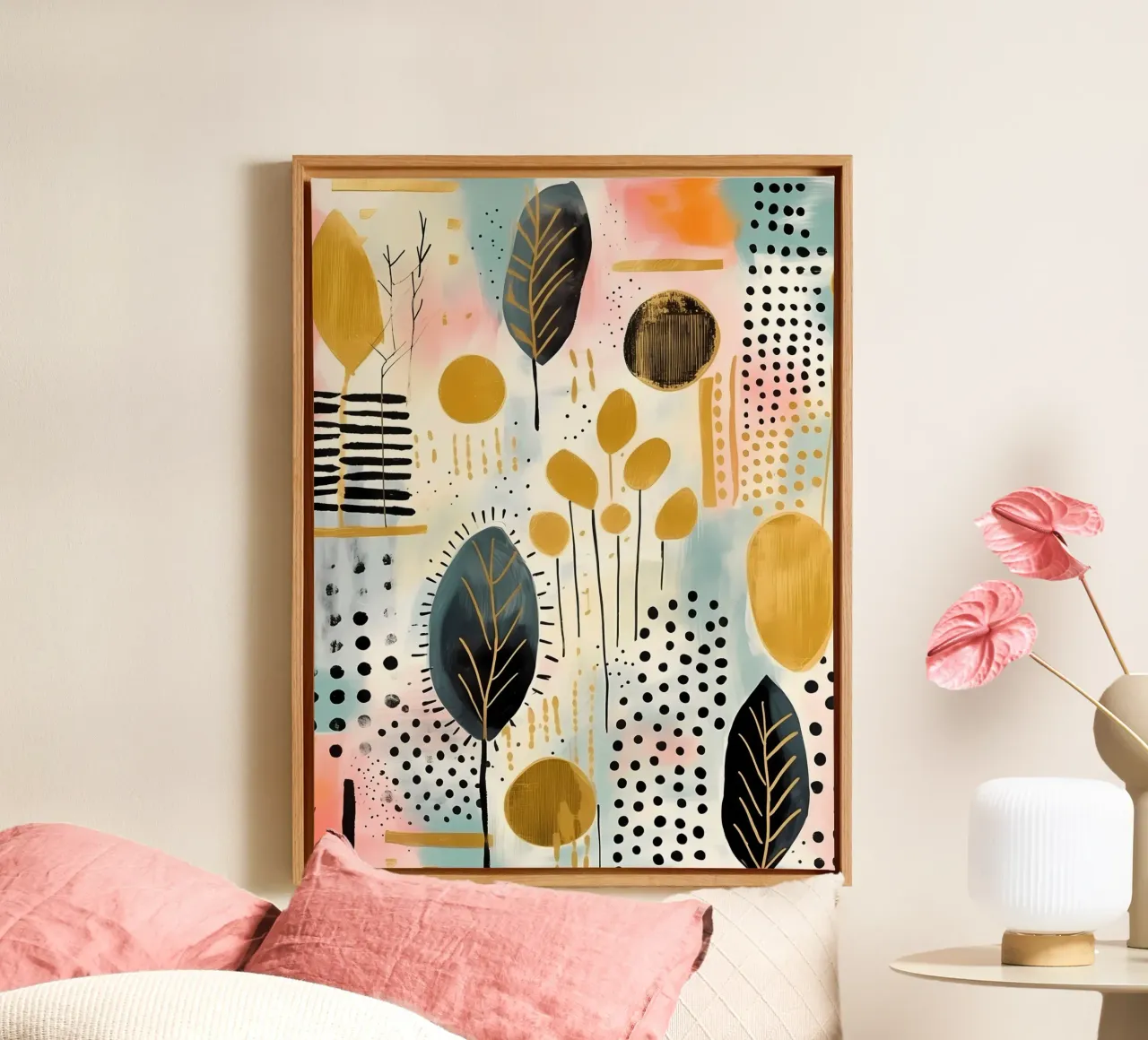 Boho Abstract 16a tela con Cornice a cassetta da Yaso Design Boho & Botanic