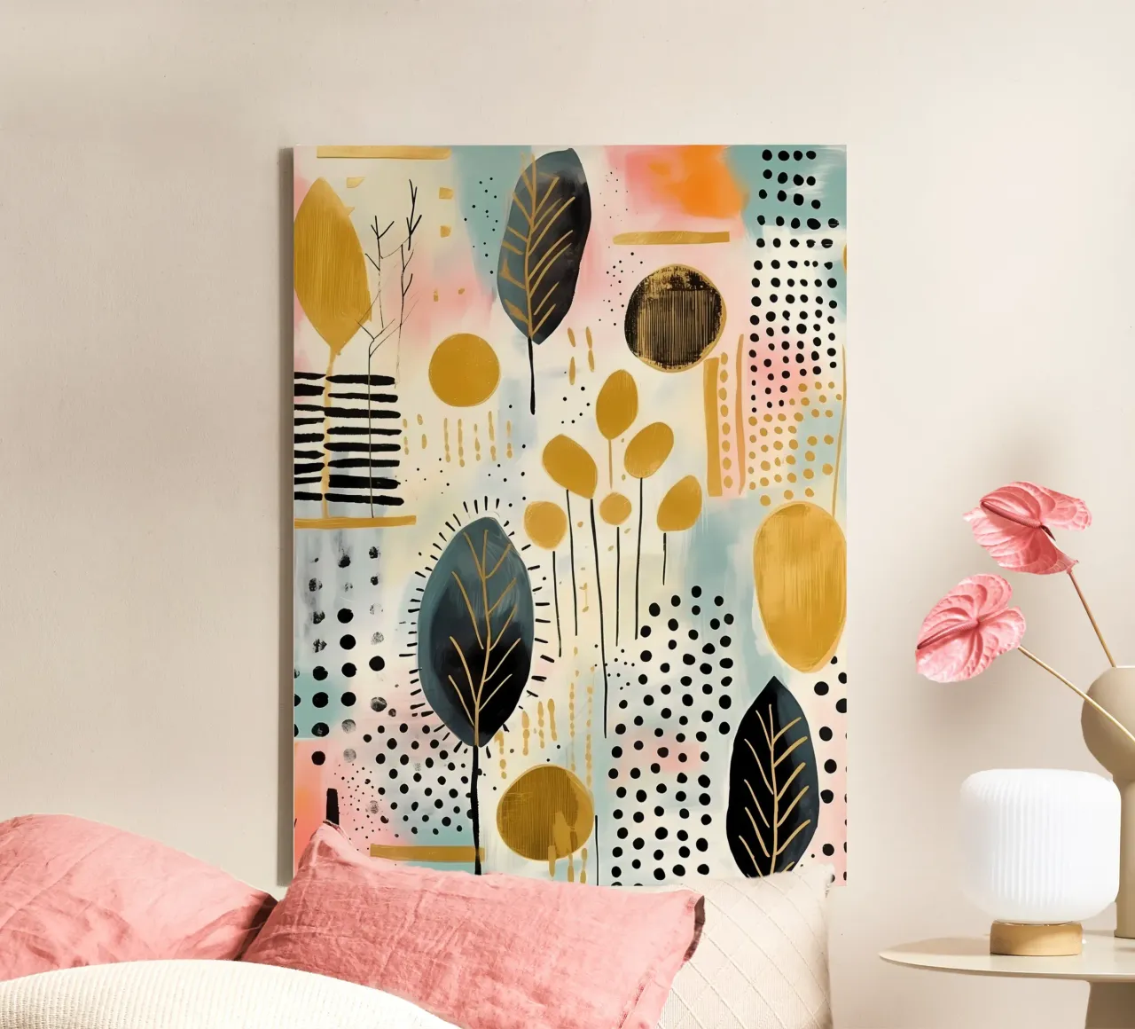 Boho Abstract 16a tela con Cornice a cassetta da Yaso Design Boho & Botanic