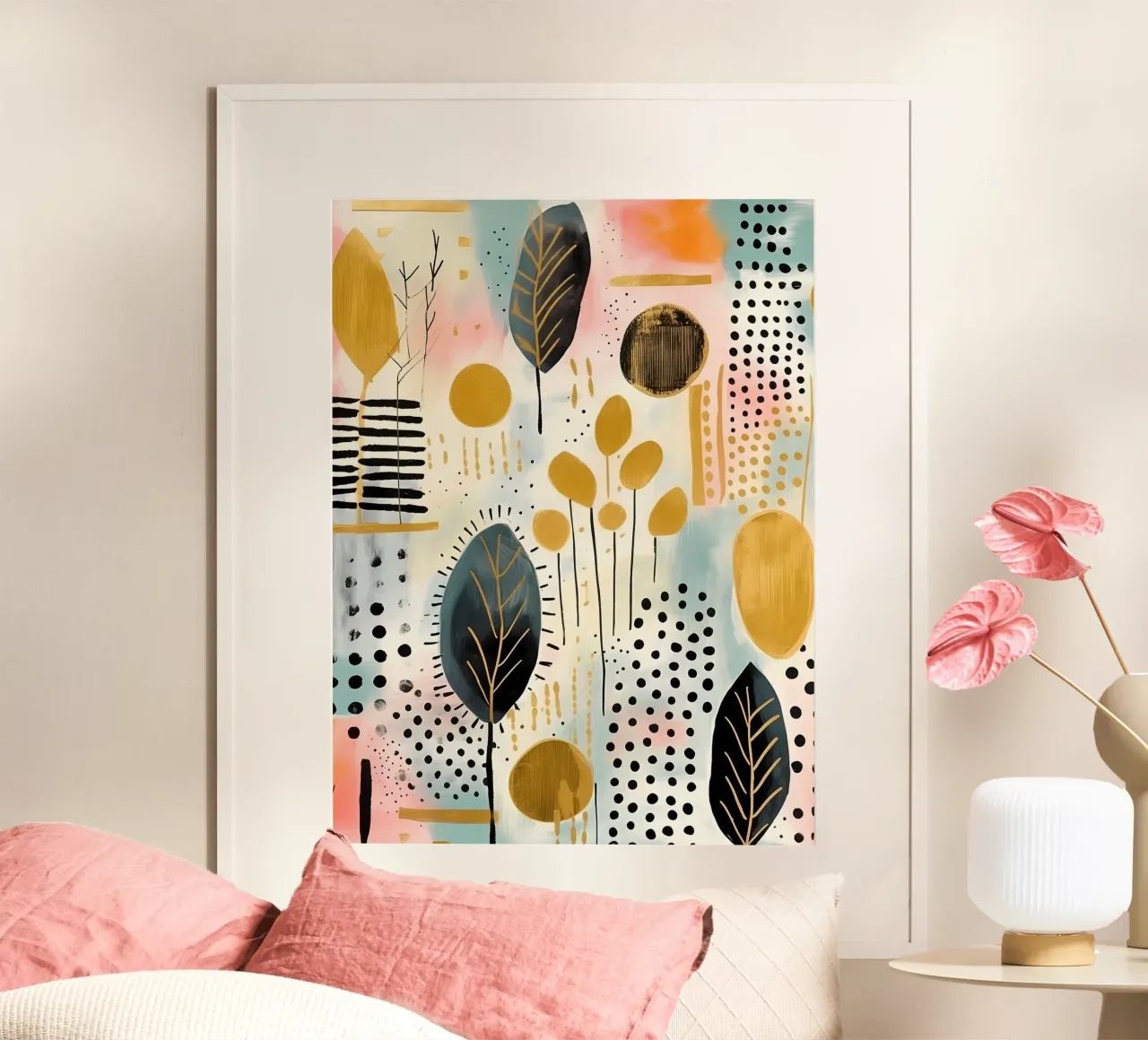 Boho Abstract 16a poster con telaio in alluminio da Yaso Design Boho & Botanic