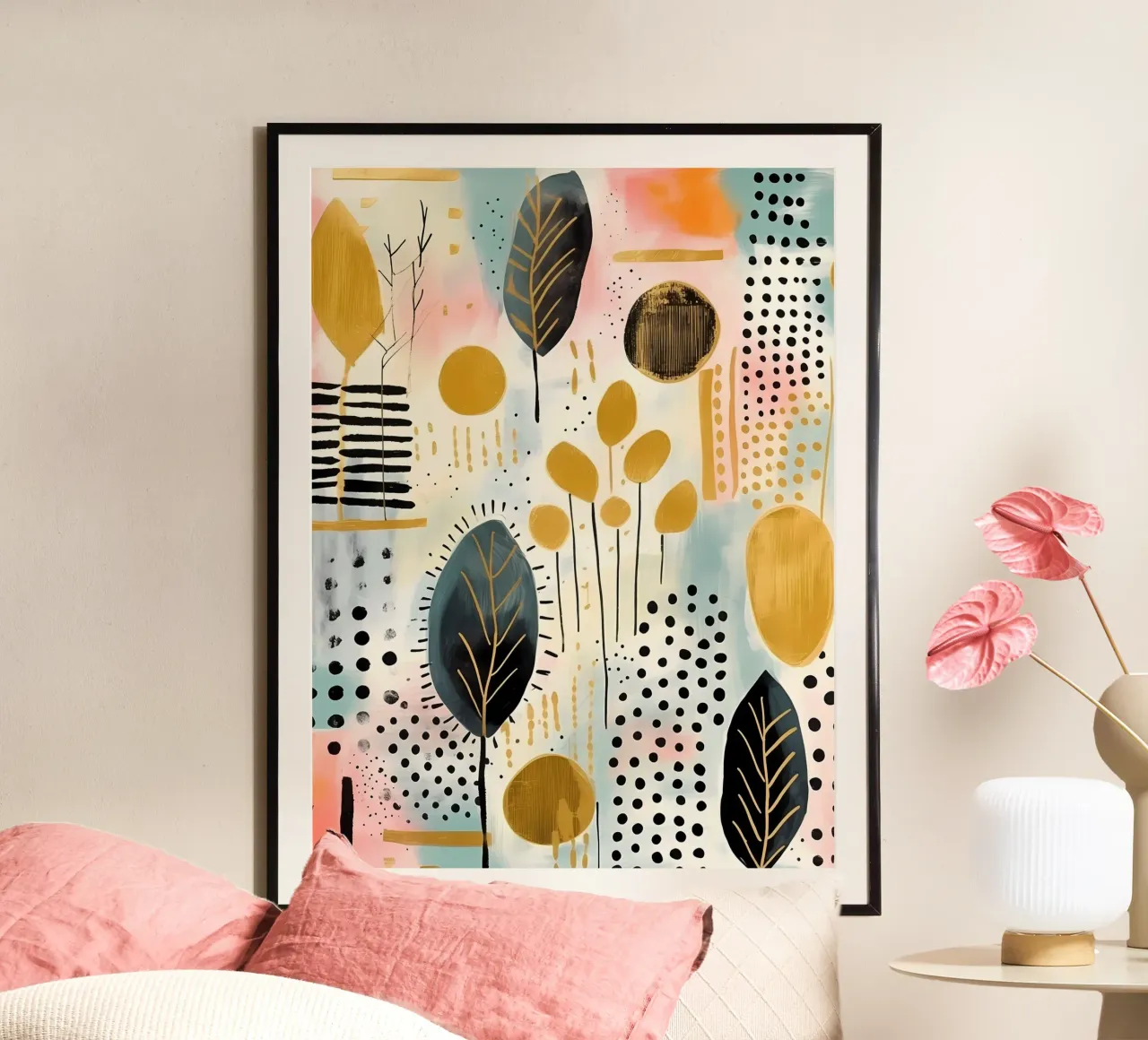 Boho Abstract 16a poster con telaio in alluminio da Yaso Design Boho & Botanic
