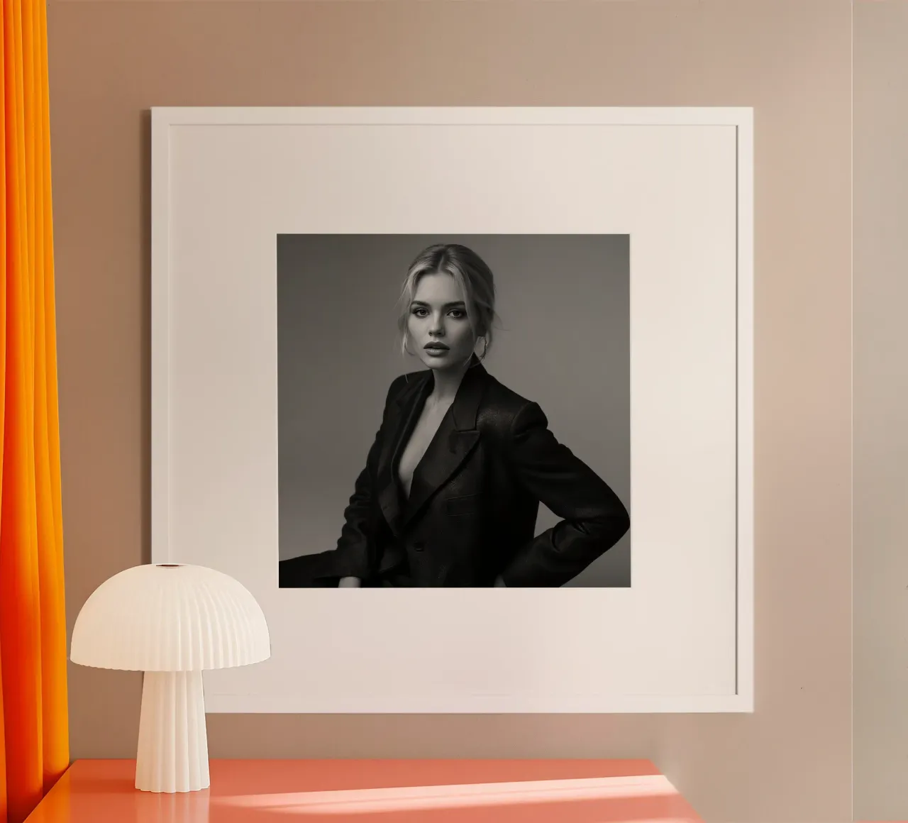 Donna in blazer Ritratto in bianco e nero poster da DesignDoodle