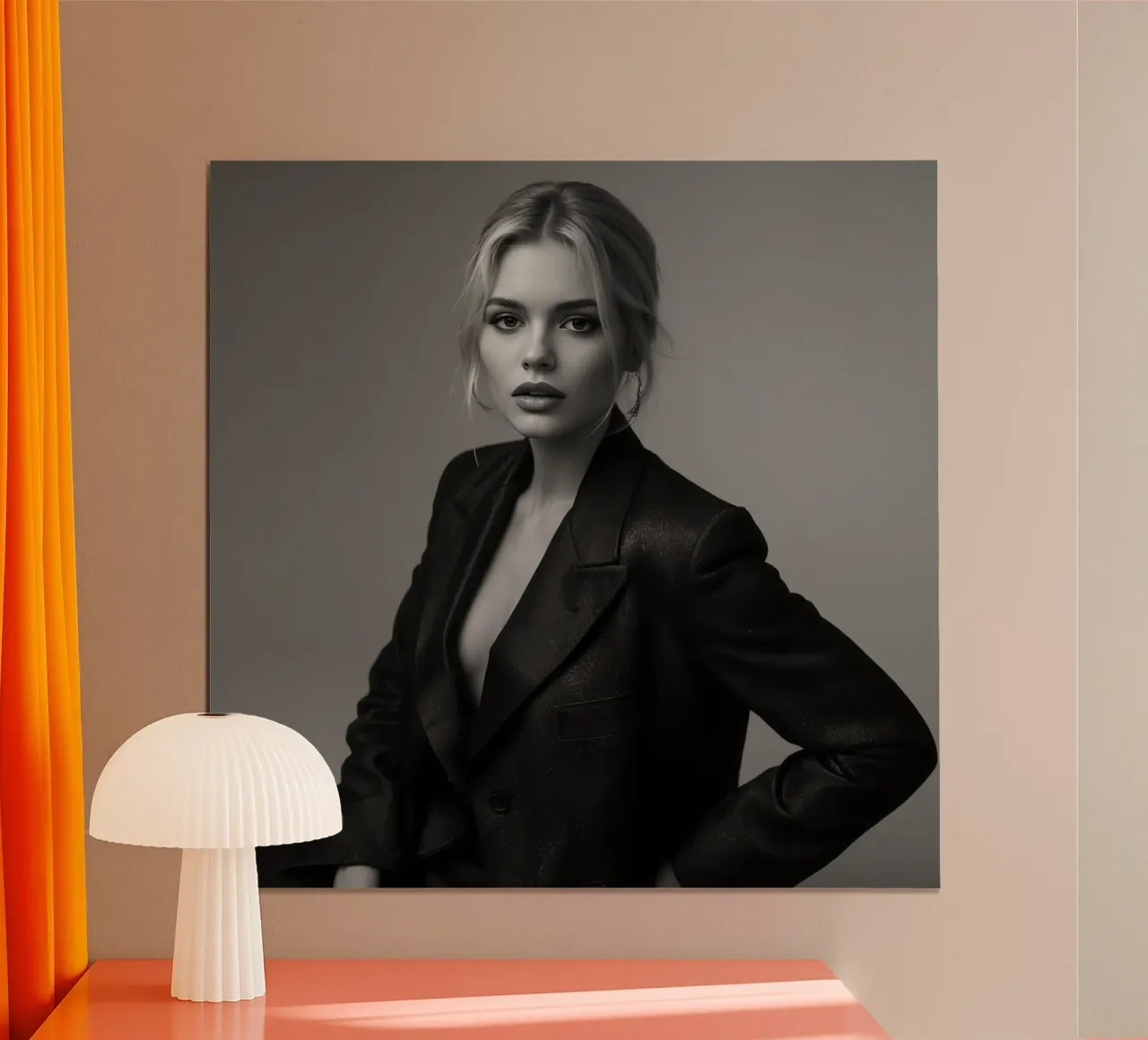 Donna in blazer Ritratto in bianco e nero poster da DesignDoodle