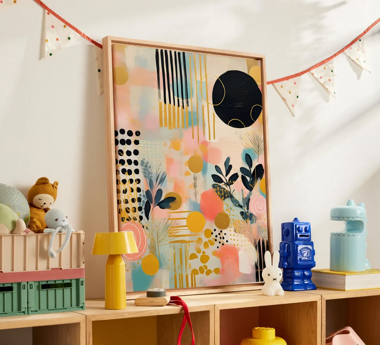 Boho Abstract 18a tela con Cornice a cassetta da Yaso Design Boho & Botanic
