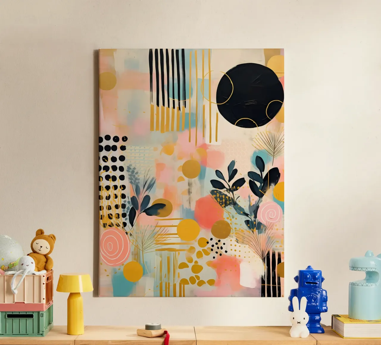 Boho Abstract 18a tela con Cornice a cassetta da Yaso Design Boho & Botanic