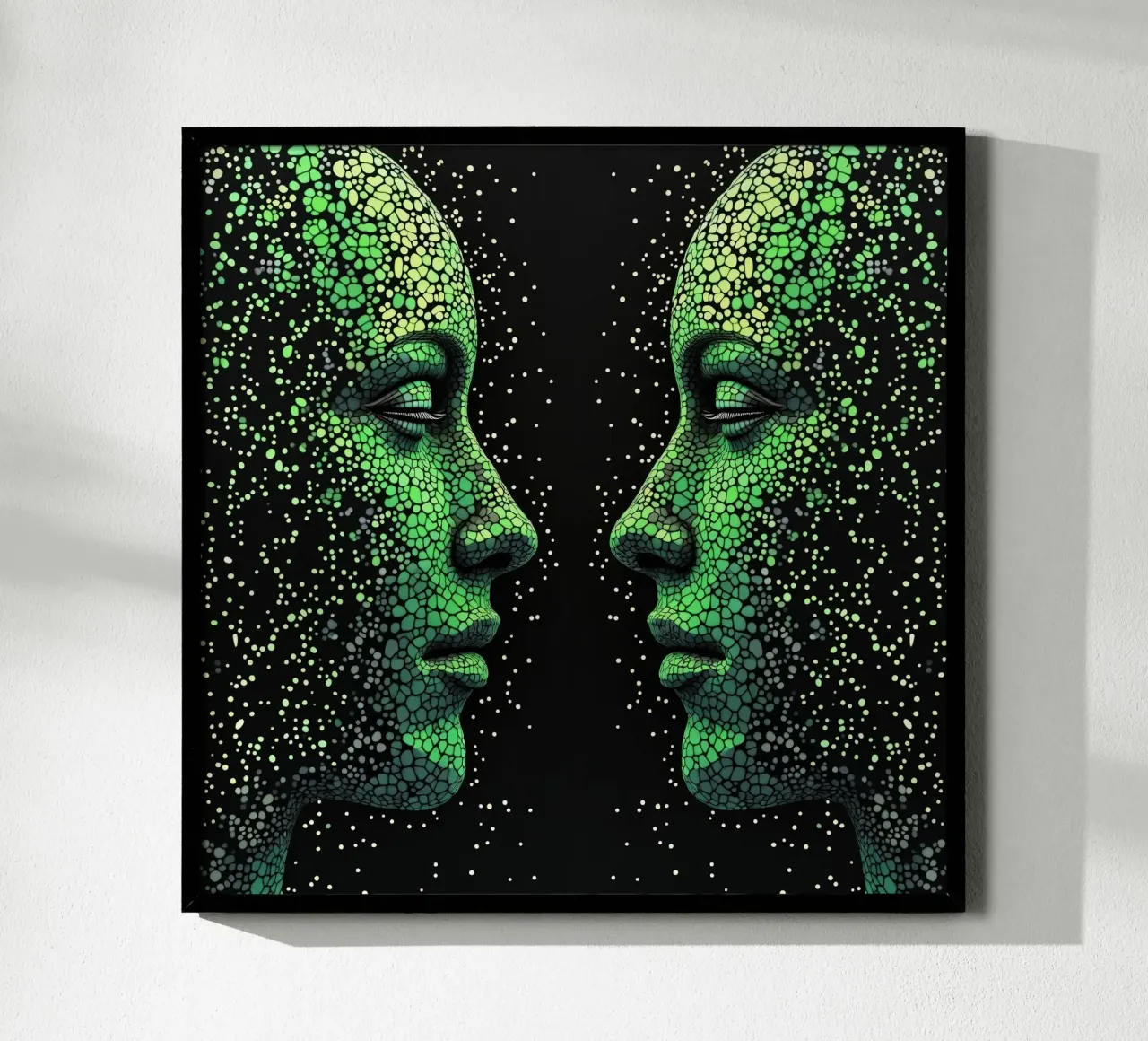 Immagine_specchio_verde_7 poster con telaio in plastica da AI-Portraits by LK