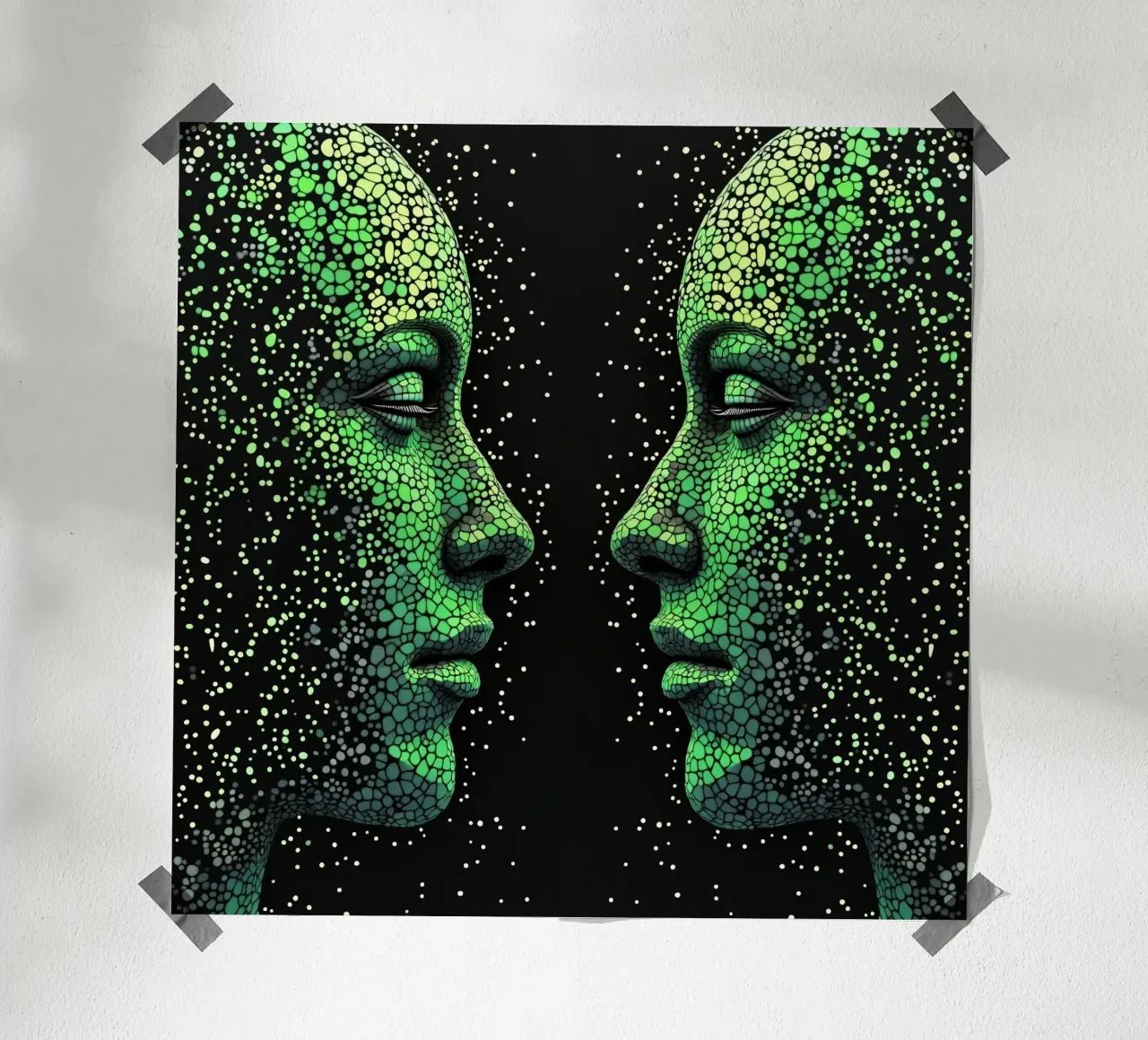 Immagine_specchio_verde_7 poster con telaio in plastica da AI-Portraits by LK