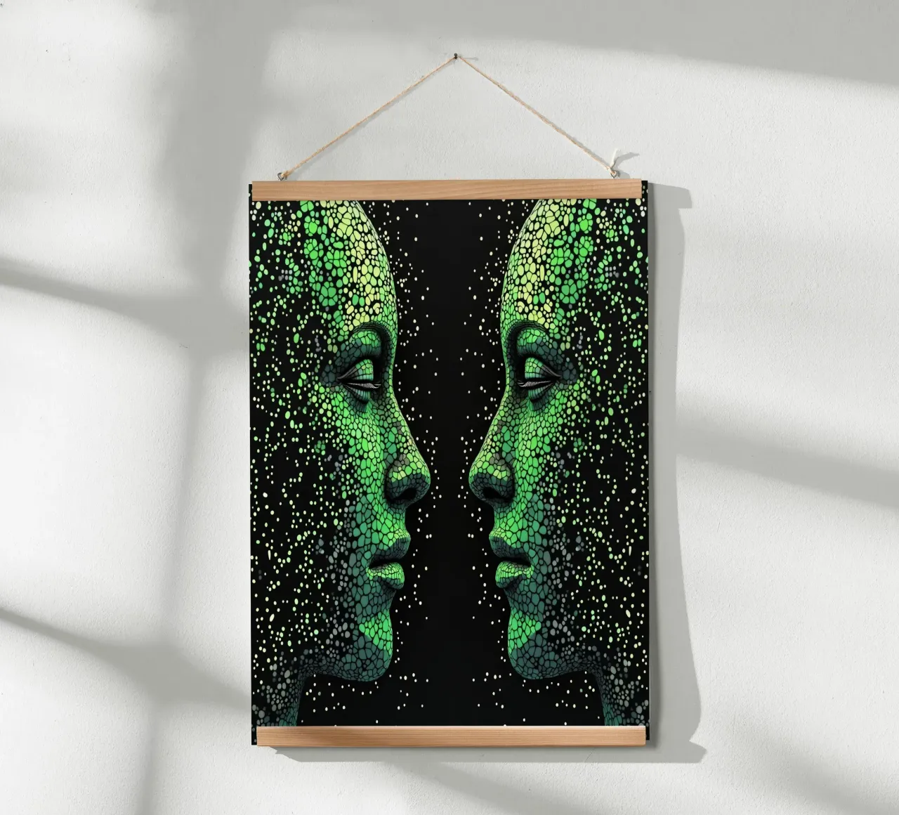 Immagine_specchio_verde_7 poster con telaio in plastica da AI-Portraits by LK