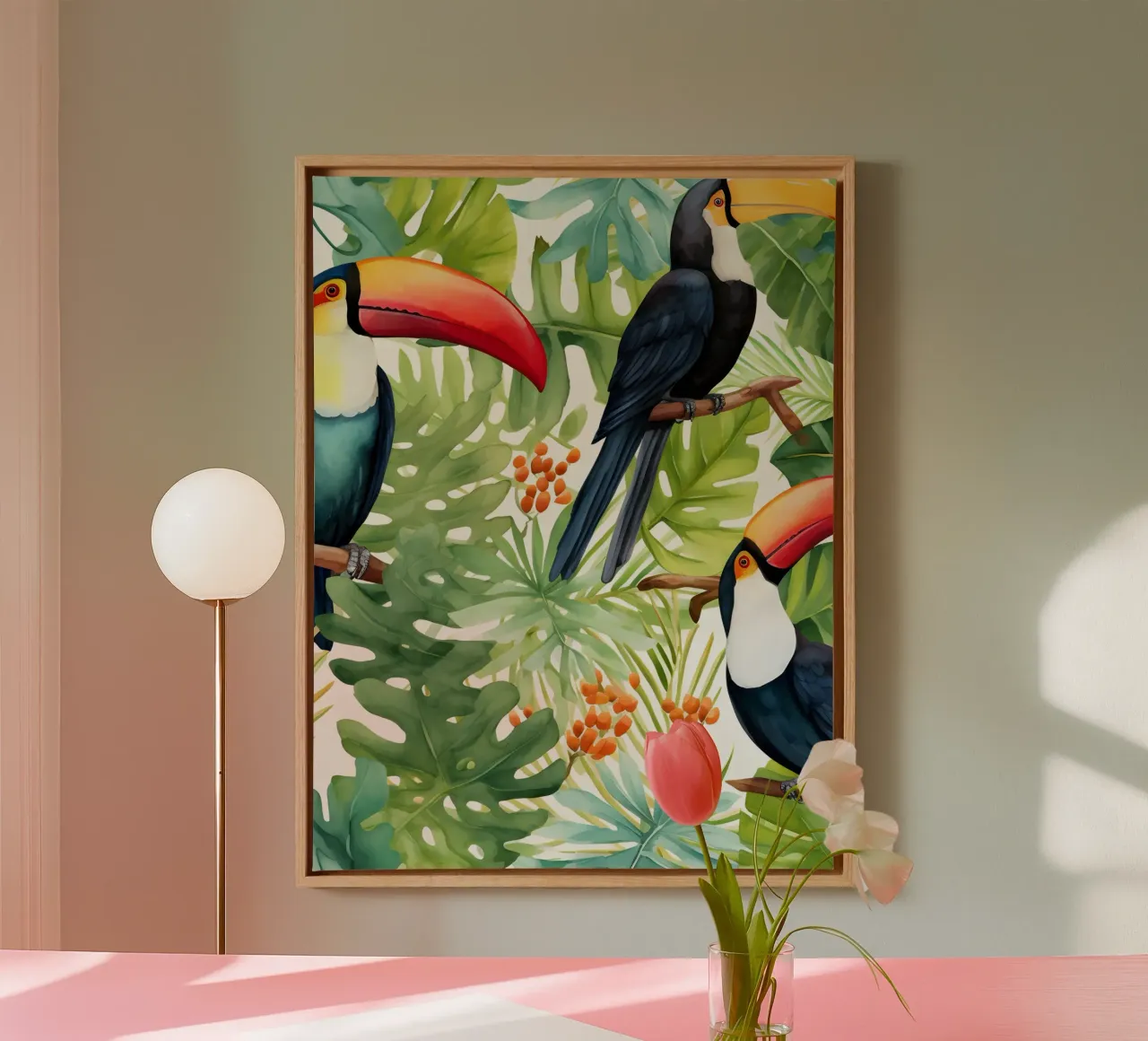 Modello tropicale 1 tela con Cornice a cassetta da Yaso Design Boho & Botanic