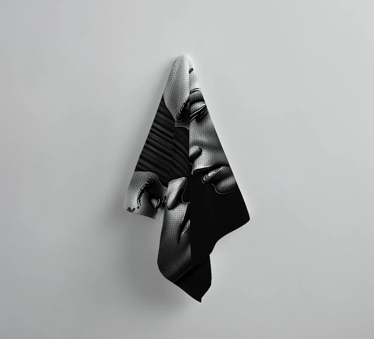 Mirror image_grey_1 towel by AI-Portraits by LK