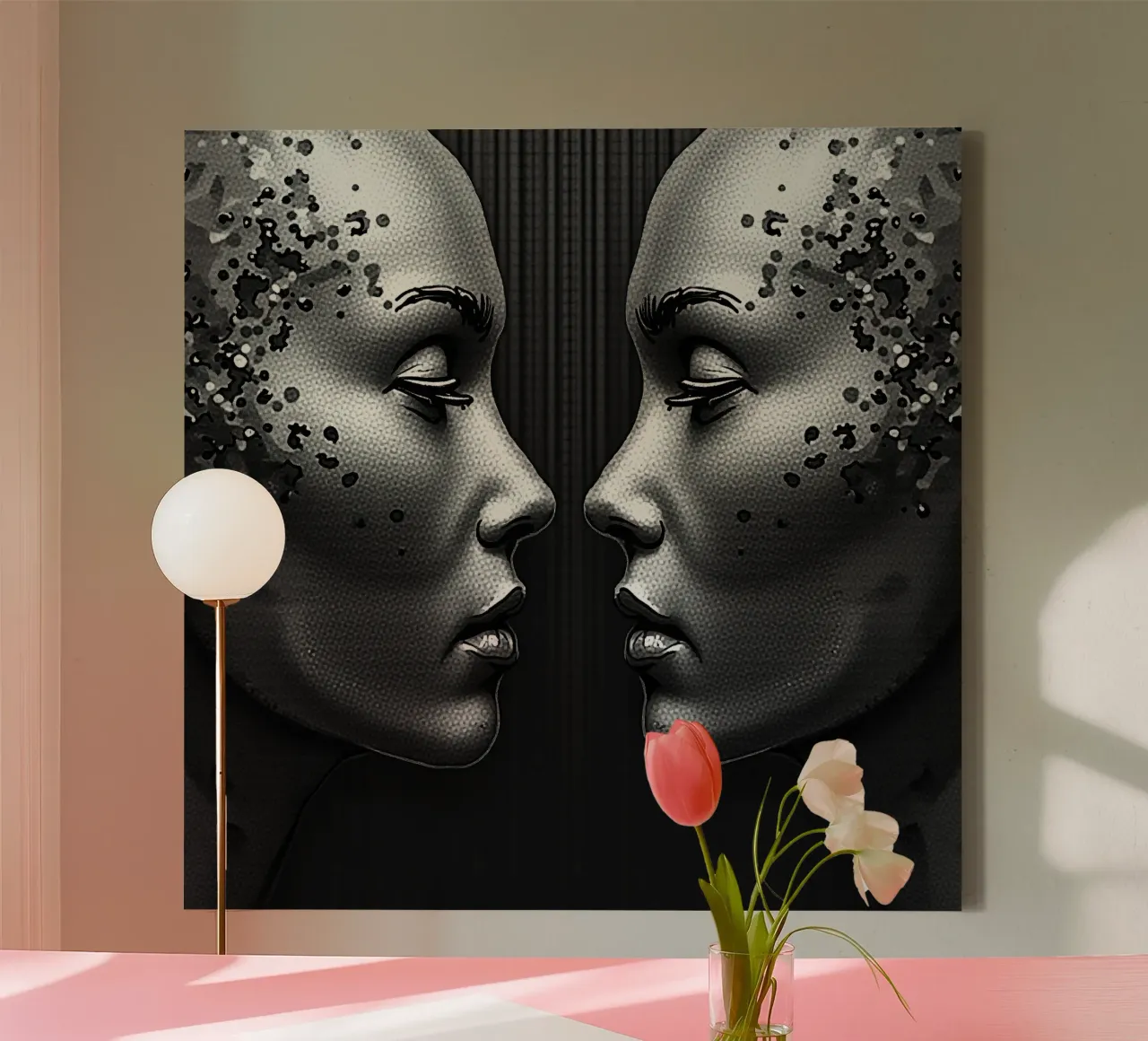 Mirror image_grey_1 canvas by AI-Portraits by LK
