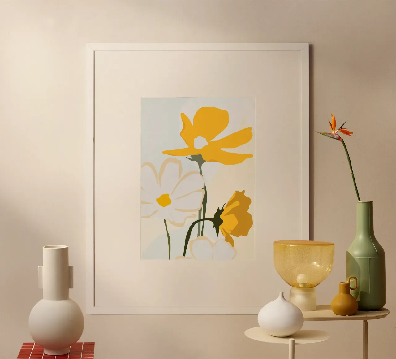 fiori gialli poster con telaio in alluminio da ThingDesign