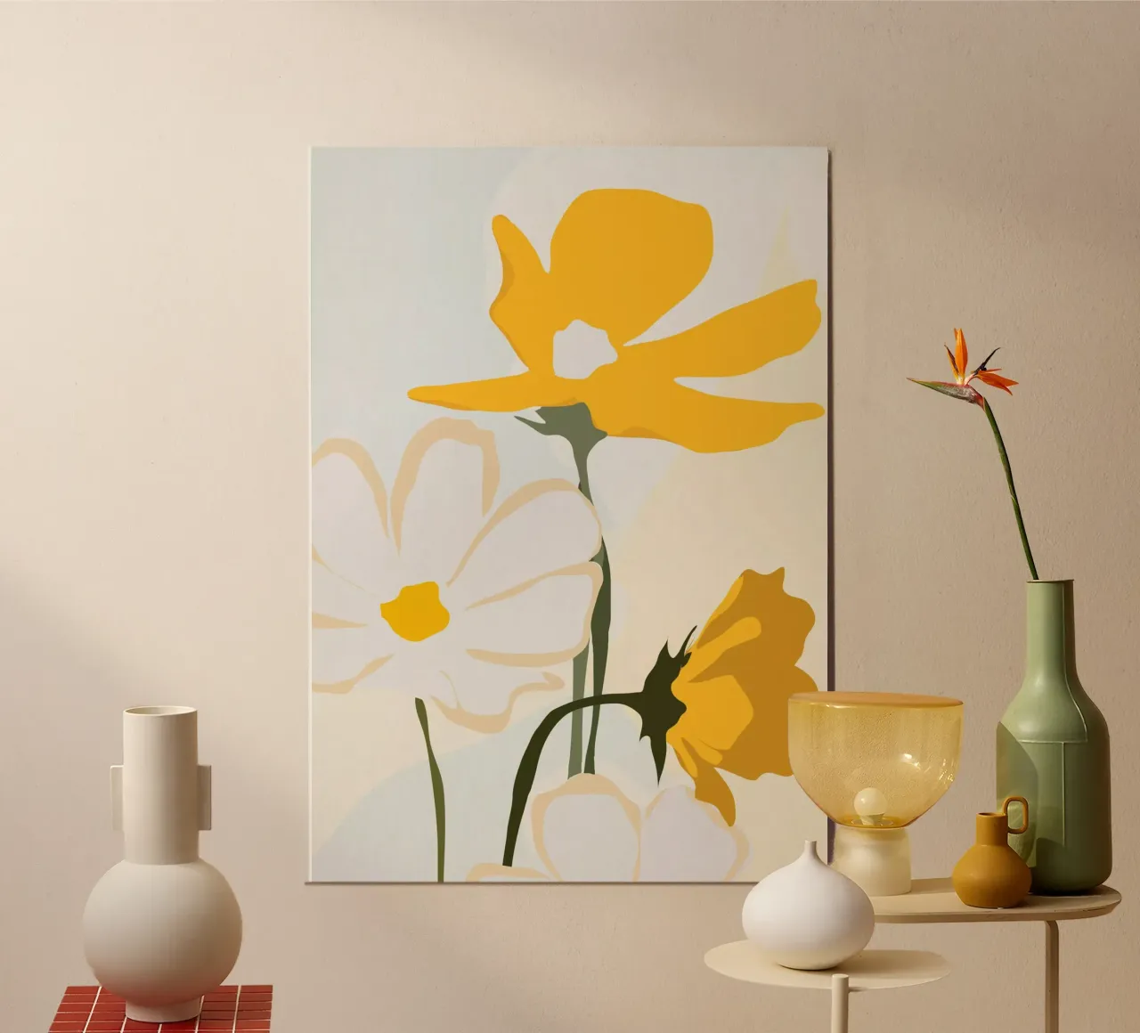 fiori gialli poster con telaio in alluminio da ThingDesign