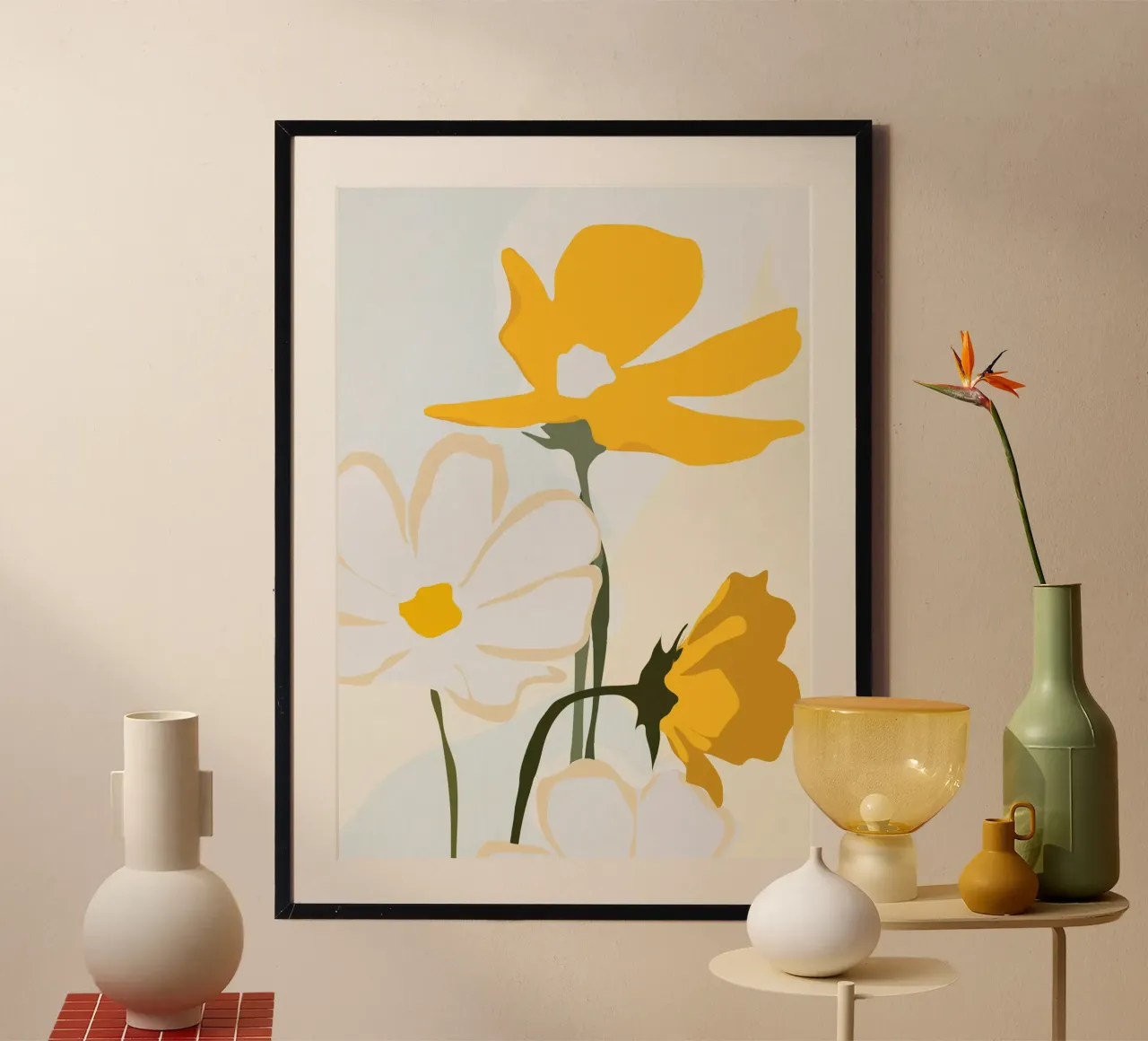 fiori gialli poster con telaio in alluminio da ThingDesign
