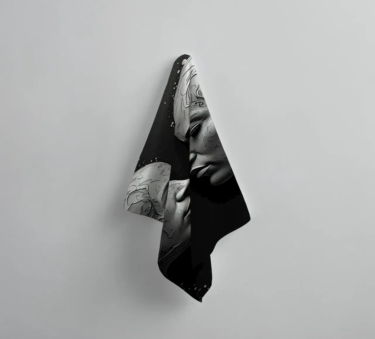 Mirror_image_grey_2 towel by AI-Portraits by LK