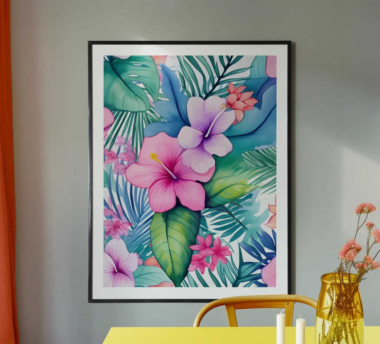 Modello tropicale 2 poster con telaio in legno da Yaso Design Boho & Botanic