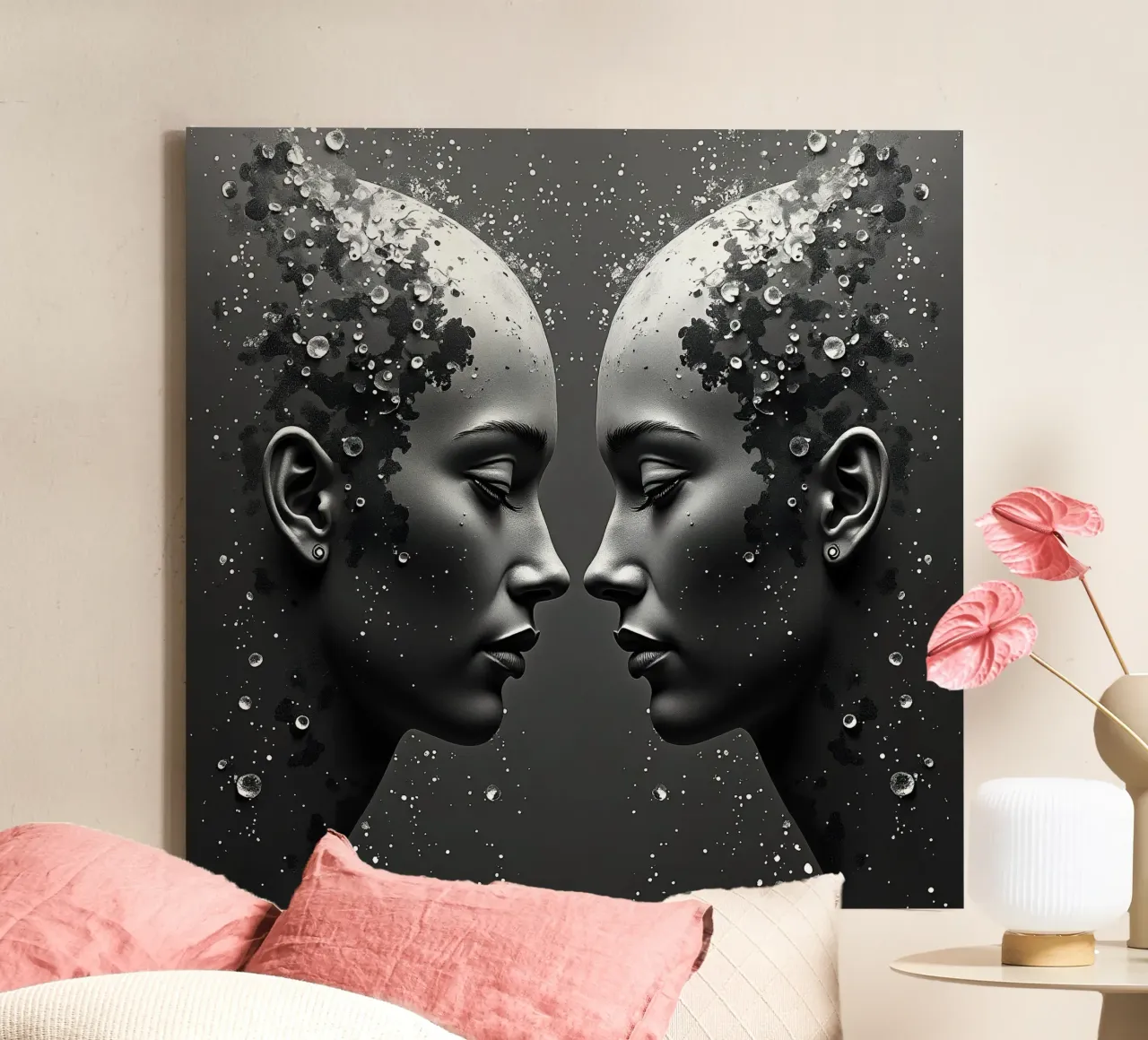 Mirror_image_grey_3 canvas with Floater frame by AI-Portraits by LK
