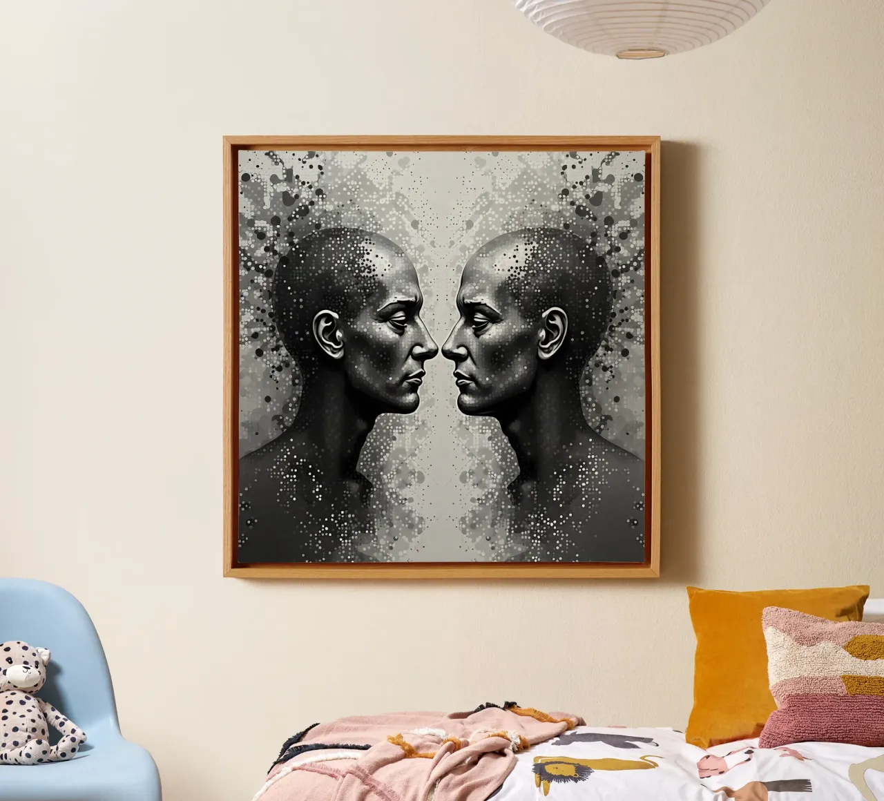Mirror_image_grey_5 canvas with Floater frame by AI-Portraits by LK