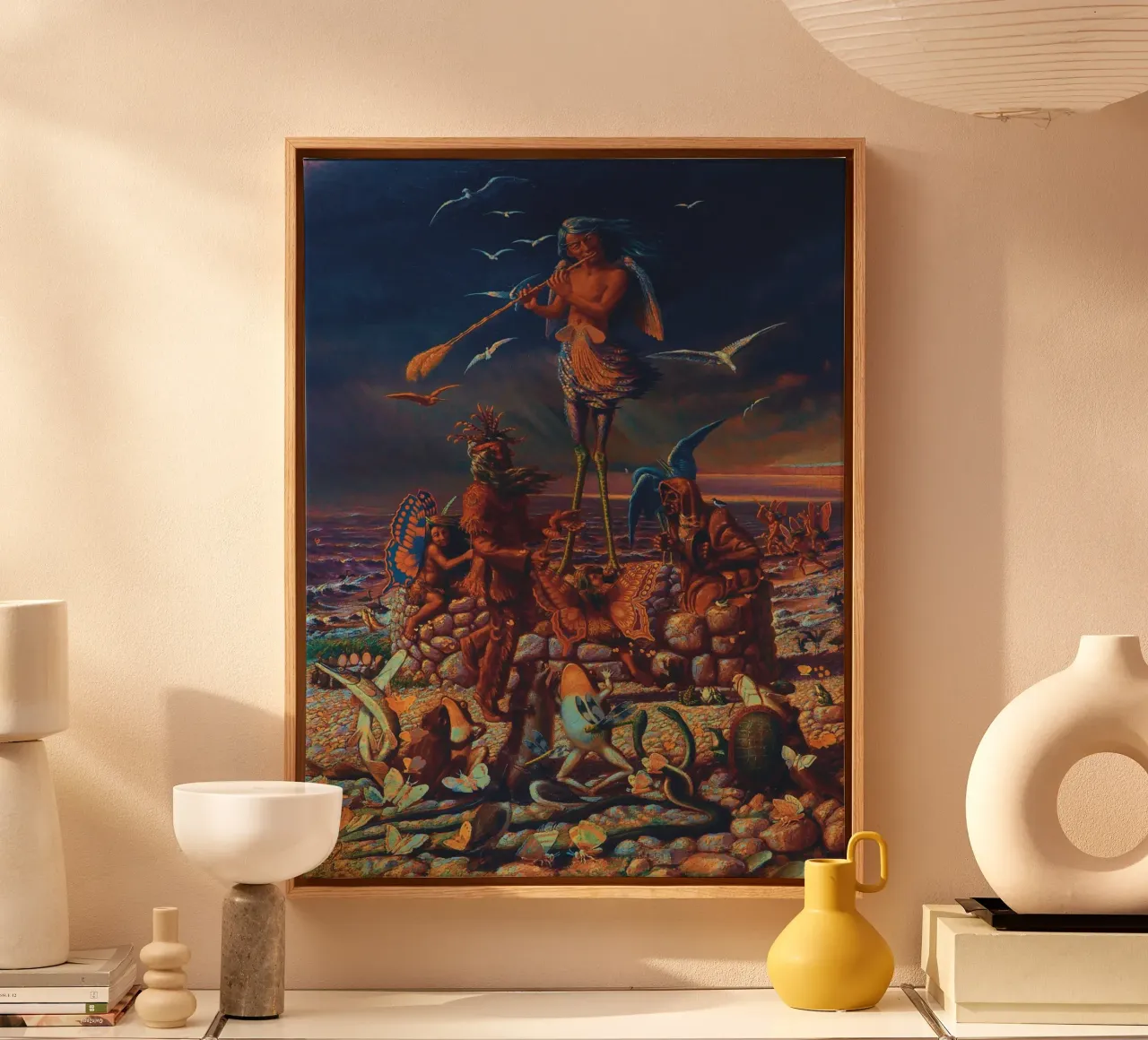 The genius of the Lake of Two Mountains remastered canvas with Floater frame by the-witcher