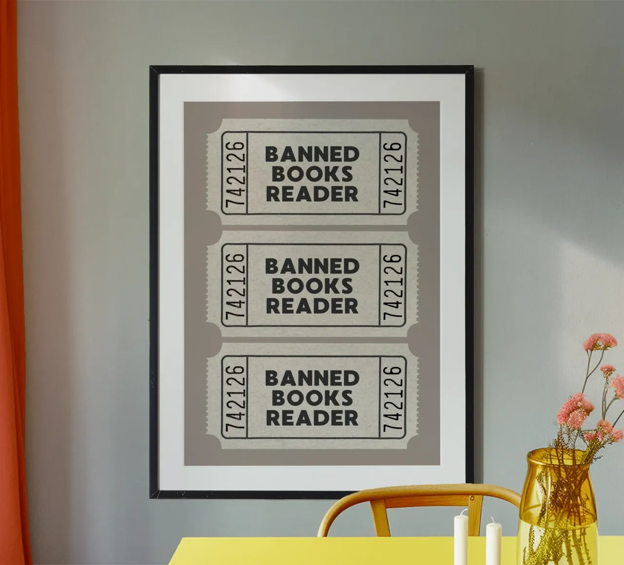 Banned Books Reader Library Ticket Art Print poster de vintagepod