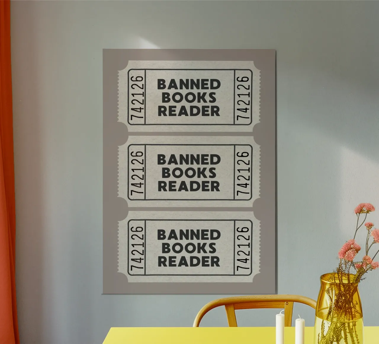 Banned Books Reader Library Ticket Art Print poster de vintagepod