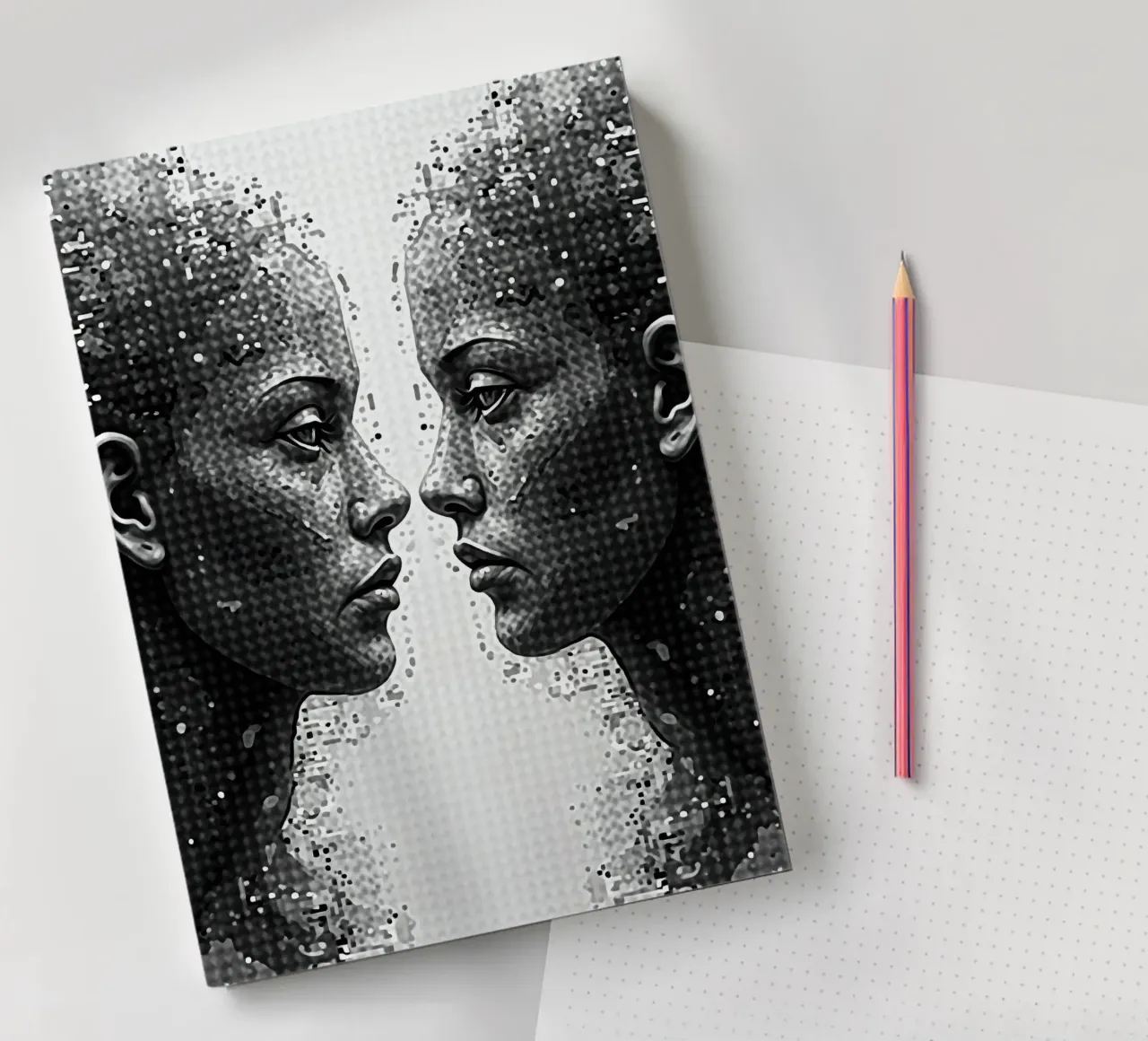 Mirror_image_grey_6 notebook by AI-Portraits by LK