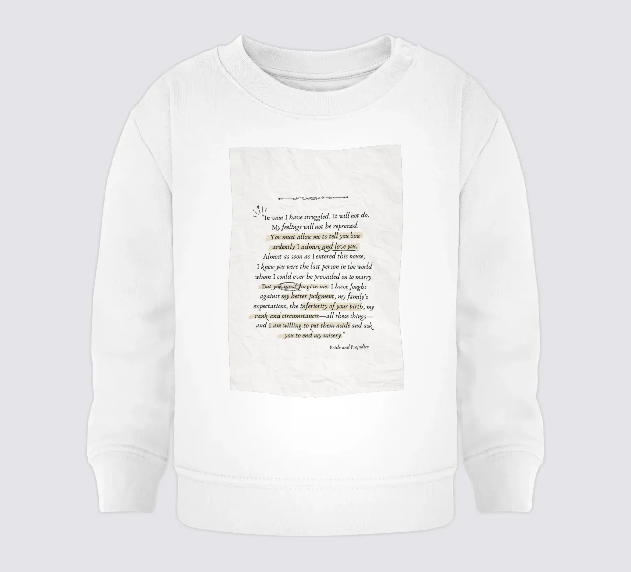 Citazione di Jane Austen Orgoglio e pregiudizio - Stampa d'amore felpa neonato da vintagepod