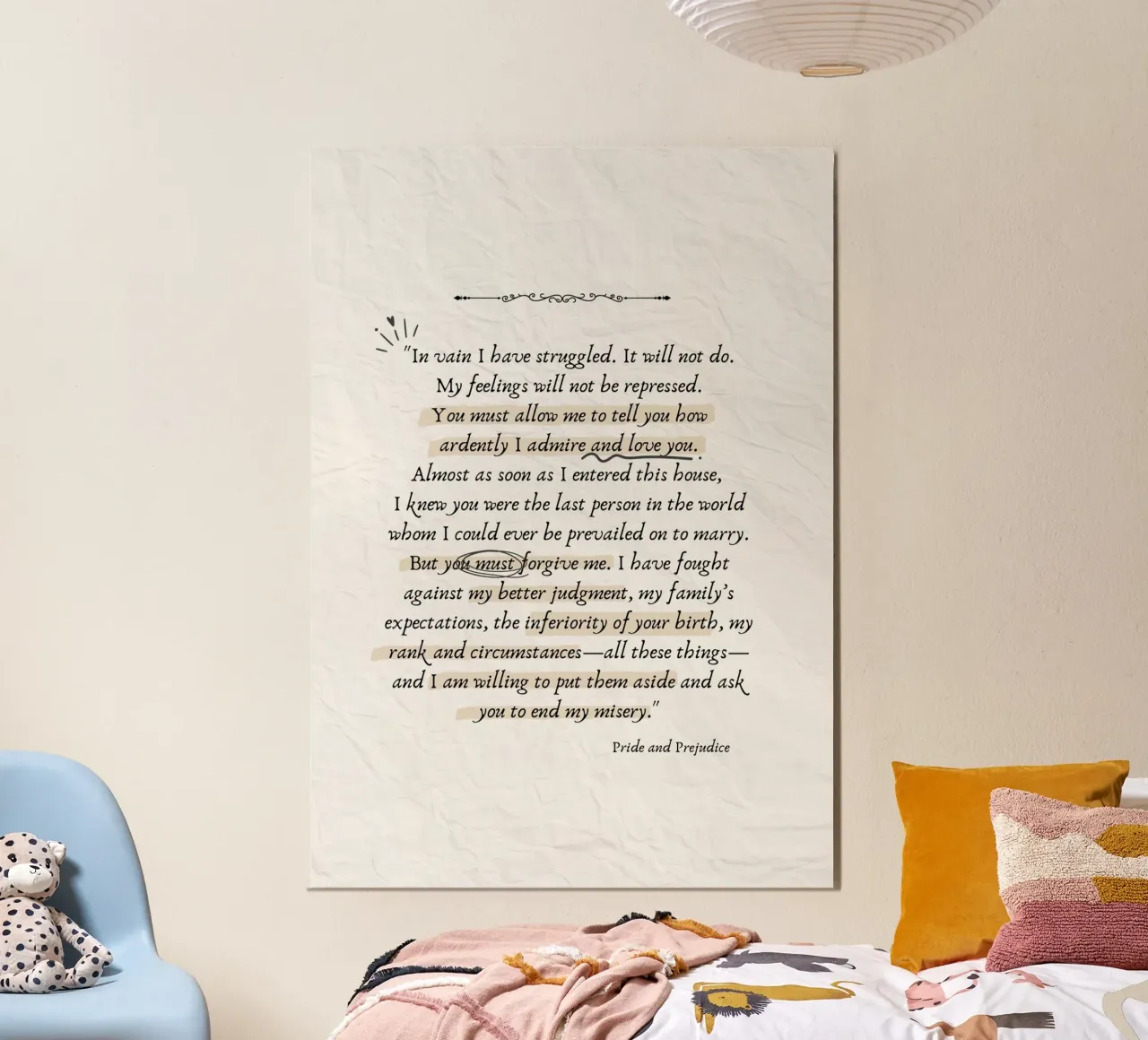 Citazione di Jane Austen Orgoglio e pregiudizio - Stampa d'amore poster da vintagepod