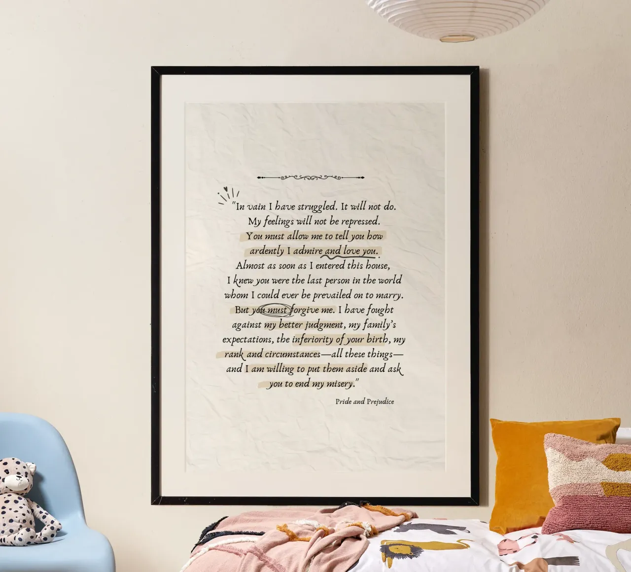Citazione di Jane Austen Orgoglio e pregiudizio - Stampa d'amore poster da vintagepod
