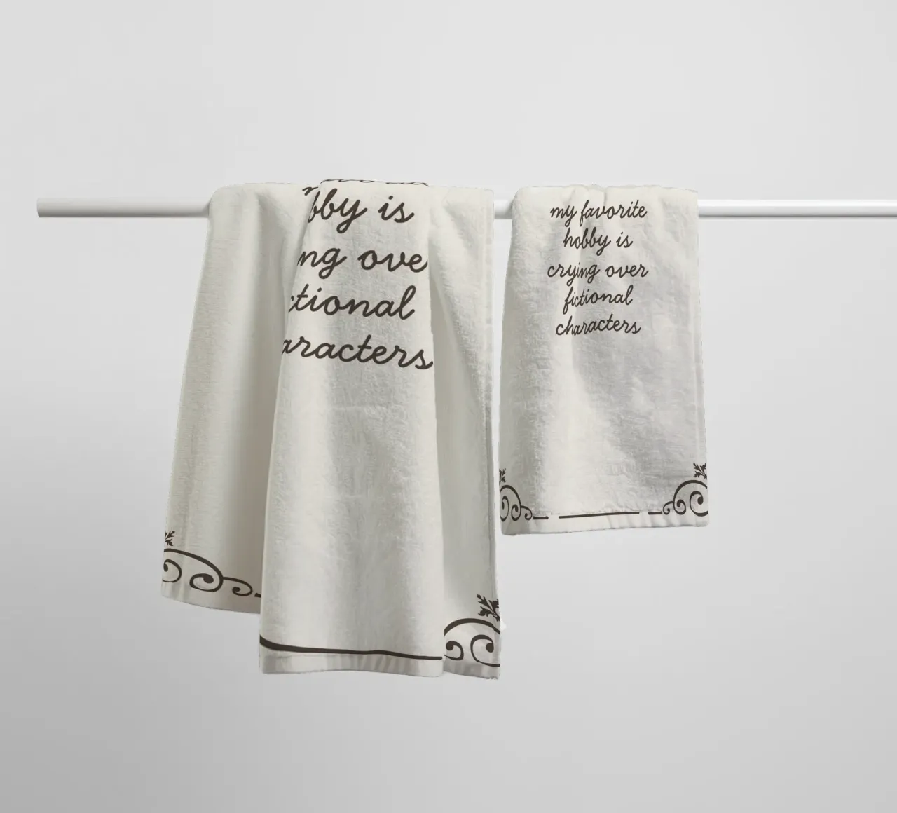 Crying Over Fictional Characters Funny Literary Print towel by vintagepod