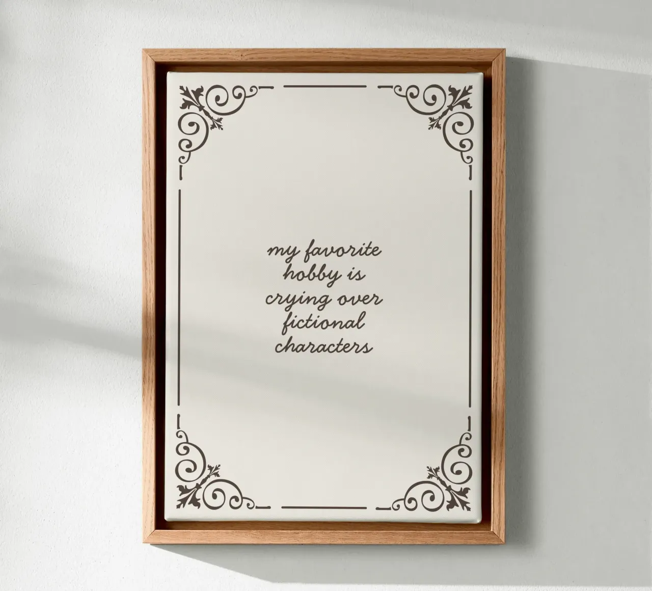 Crying Over Fictional Characters Funny Literary Print canvas by vintagepod