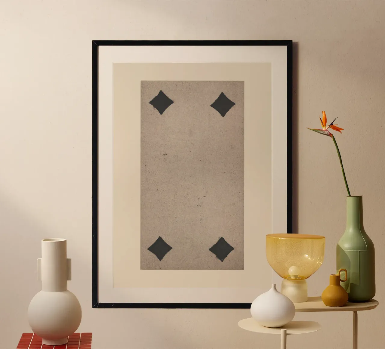 Stampa d'arte dei tarocchi d'epoca con il Quattro di Quadri poster da vintagepod