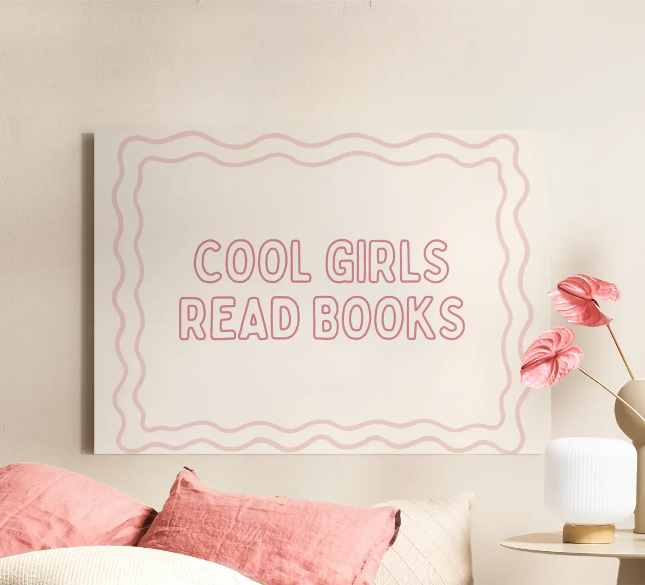 Coole Mädchen lesen Bücher Retro-Ästhetik Wandkunst Leinwand mit Schattenfugenrahmen von vintagepod