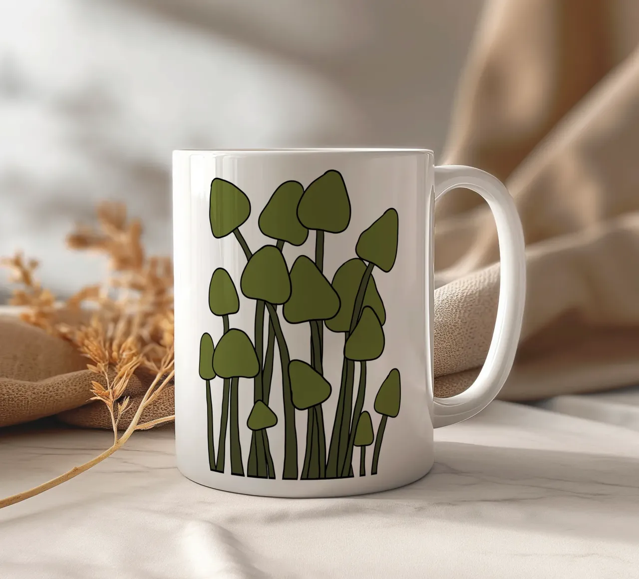 Green Fungi Autumn Vibes tazza in ceramica da TijanaArtStudio88