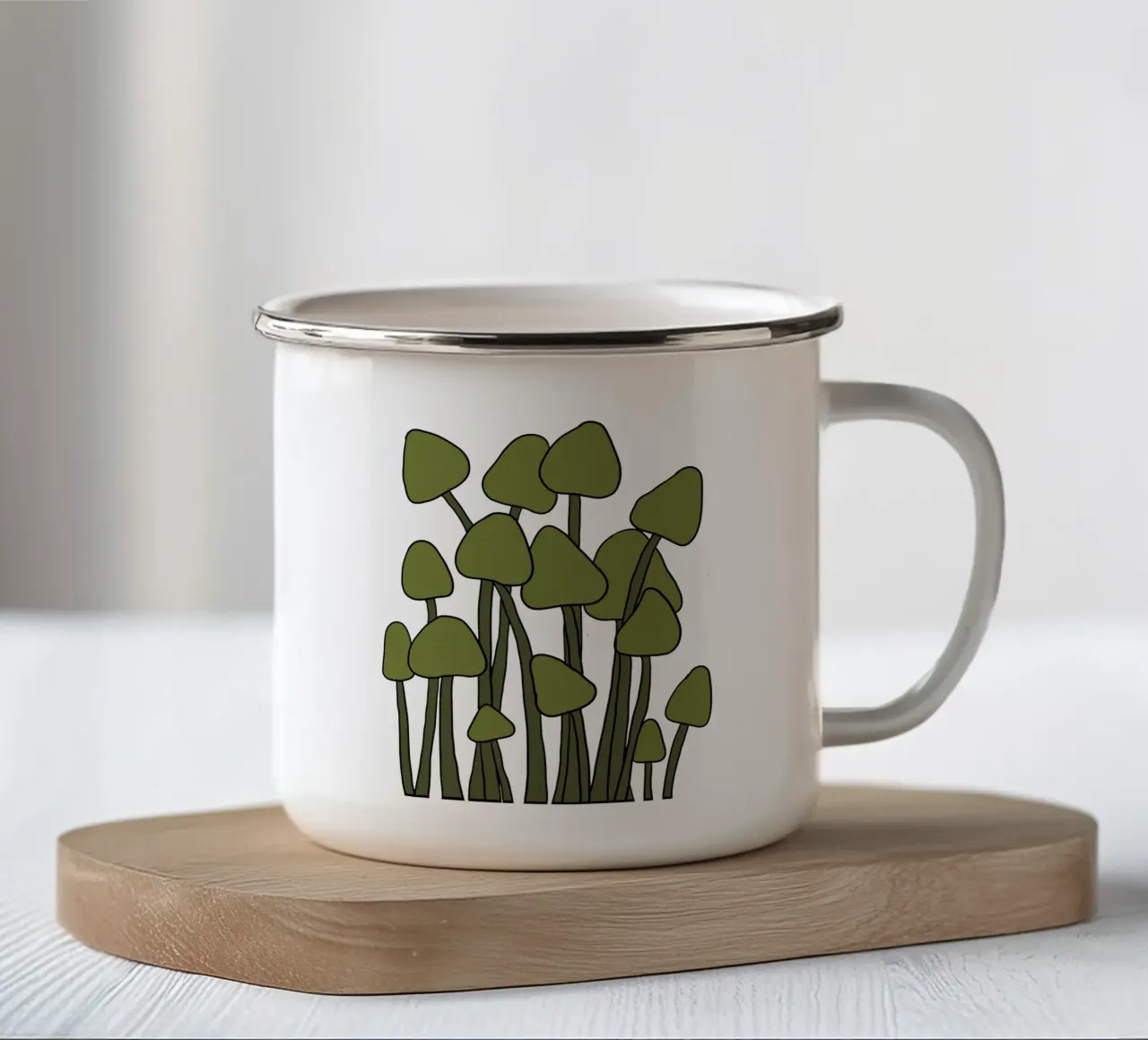 Green Fungi Autumn Vibes tazza in smalto da TijanaArtStudio88