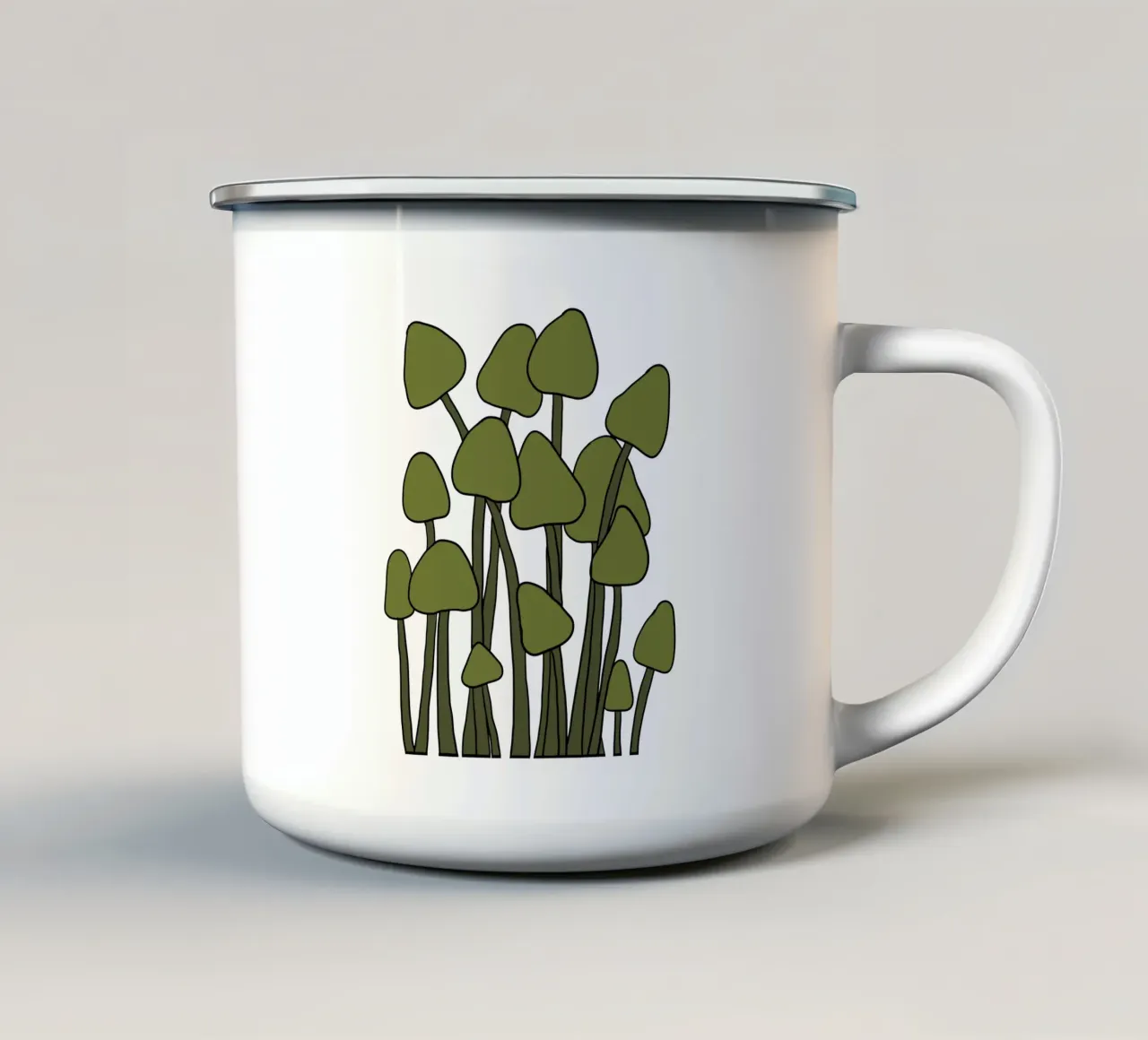 Green Fungi Autumn Vibes tazza in smalto da TijanaArtStudio88
