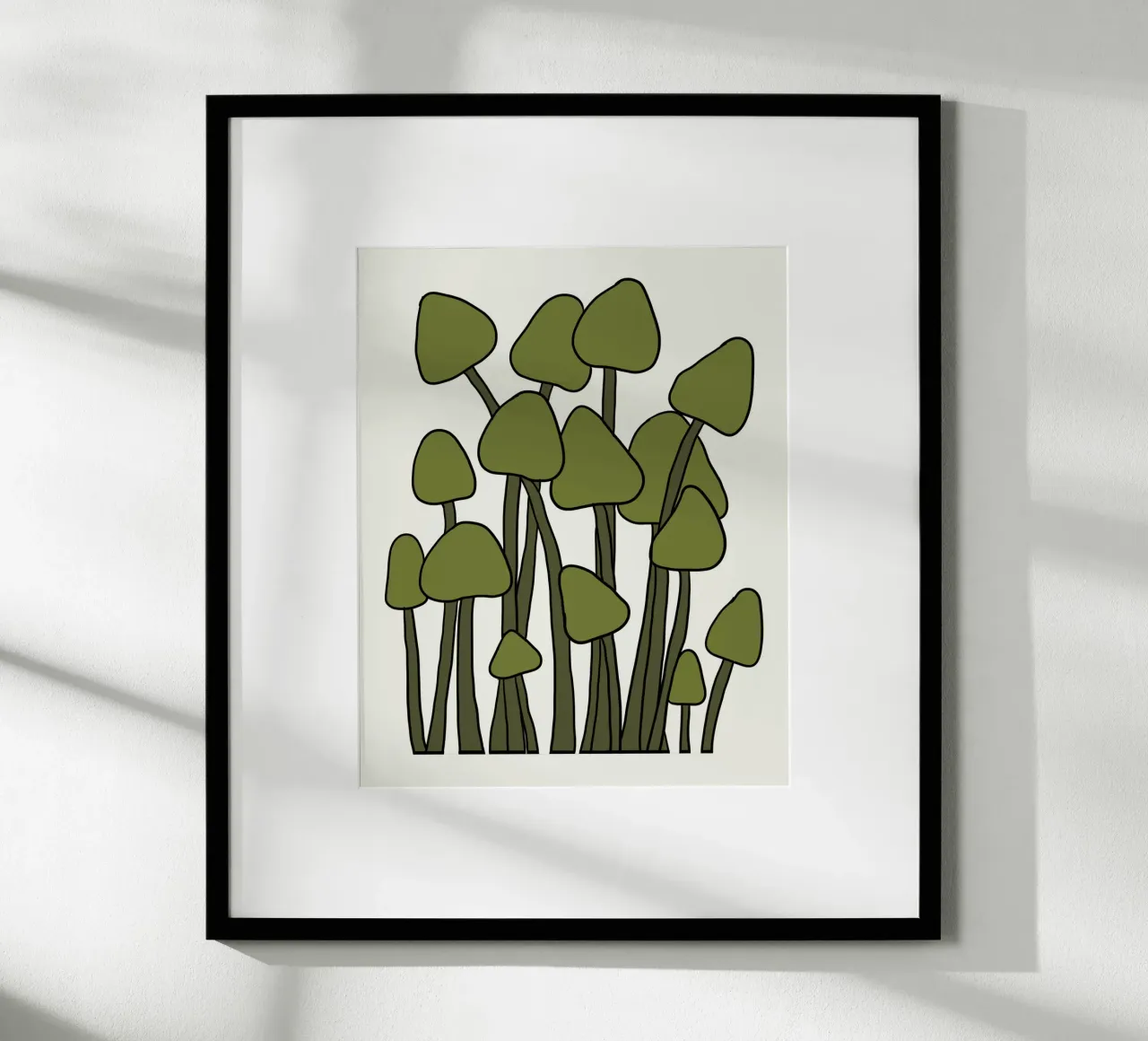 Green Fungi Autumn Vibes poster con telaio in alluminio da TijanaArtStudio88
