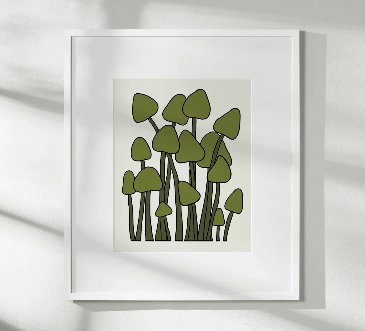 Green Fungi Autumn Vibes poster con telaio in alluminio da TijanaArtStudio88