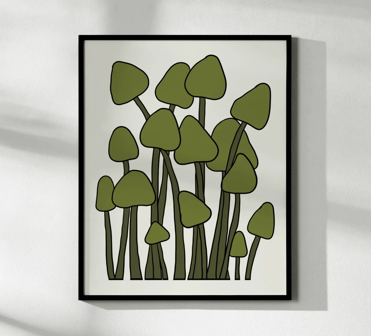 Green Fungi Autumn Vibes poster con telaio in alluminio da TijanaArtStudio88