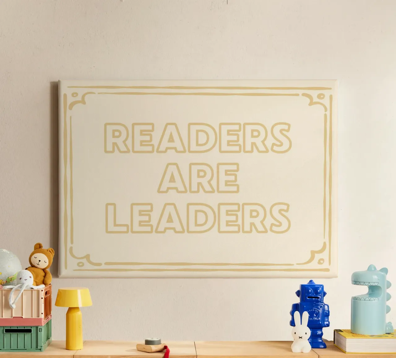 Lezers zijn leiders Motiverende Literaire Print canvas met Baklijst van vintagepod