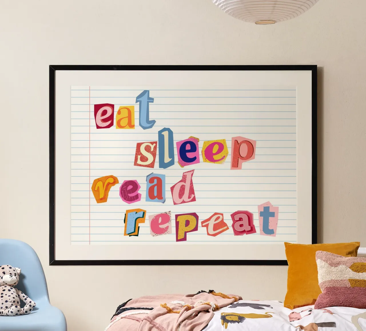 Eat Sleep Read Repeat Collage Art Poster poster da vintagepod